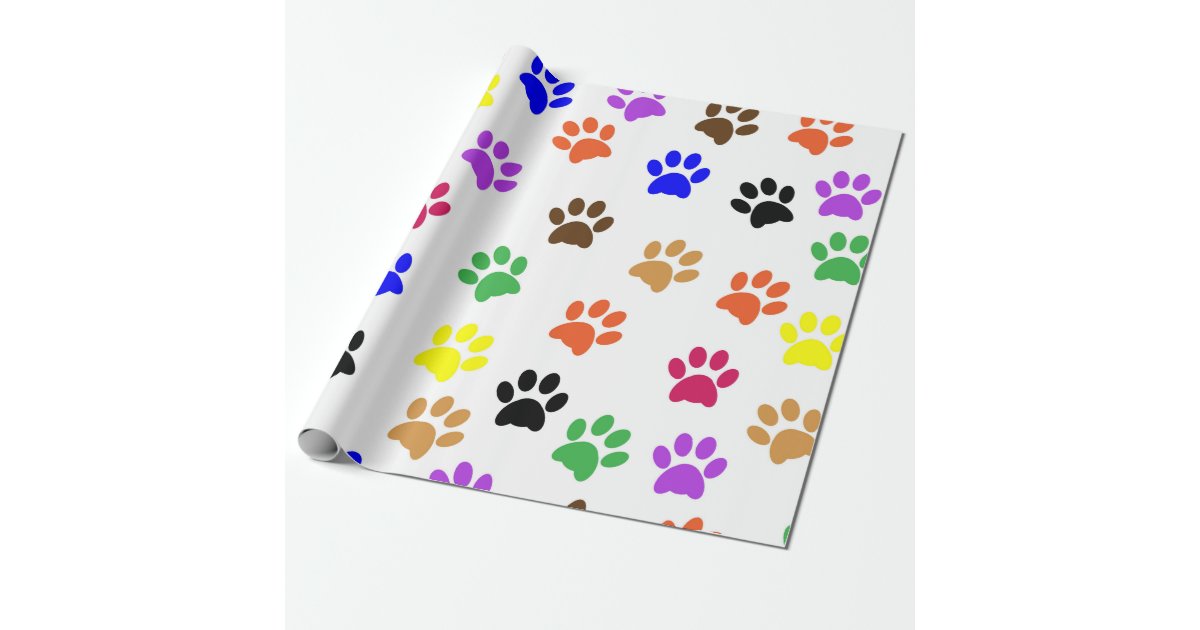 Dog Paw Print color Pattern Wrapping Paper | Zazzle.com
