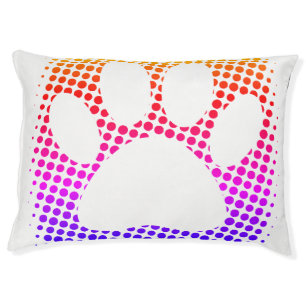 Dog Paw Print Colorful Halftone Background Pet Bed