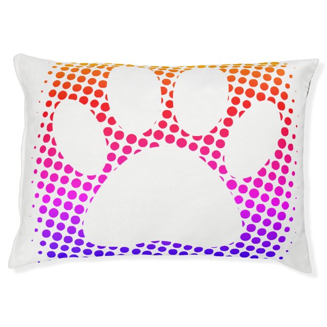 Dog Paw Print Colorful Halftone Background  Pet Bed (Front)