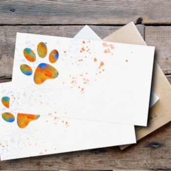 Dog Paw Print Colorful Watercolor Splatter Design Business Card by annpowellart at Zazzle