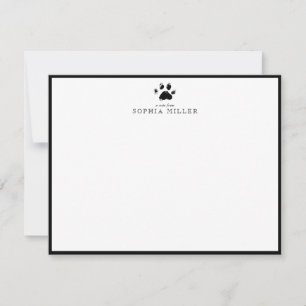 Dog Paw Print Crest Black Border Note Card