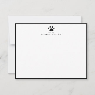 Dog Paw Print Crest Black Border Note Card