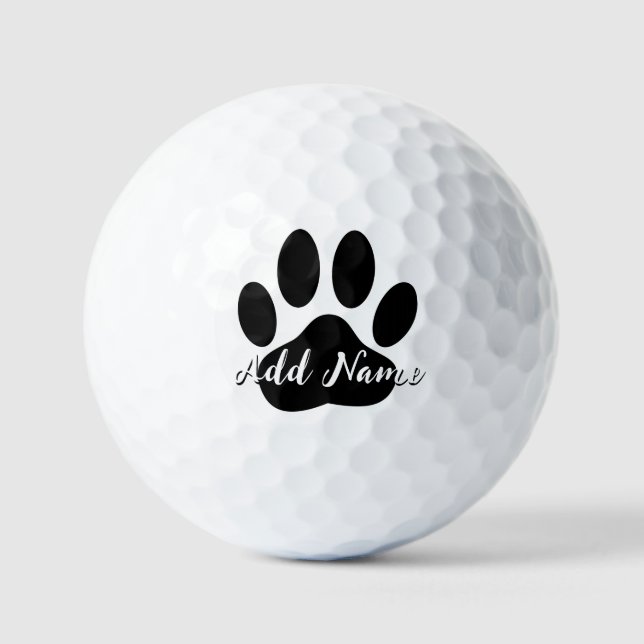 Dog Paw Print Custom Name Golf Balls (Front)