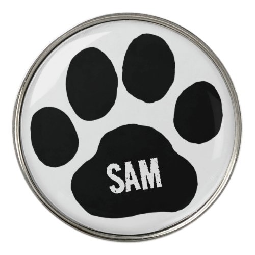 Dog Paw Print Custom Name Initials Golf Ball Marker