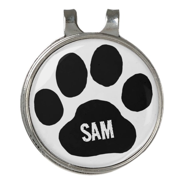 Dog Paw Print Custom Name Initials Golf Hat Clip (Front)