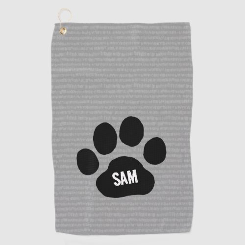 Dog Paw Print Custom Name Initials Golf Towel