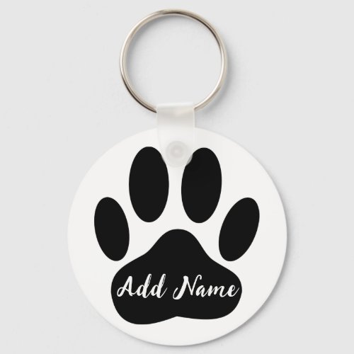 Dog Paw Print Custom Name Keychain