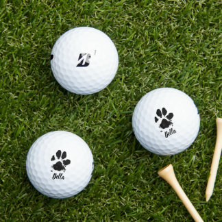 Dog Paw Print Custom Name Signature Golf Balls