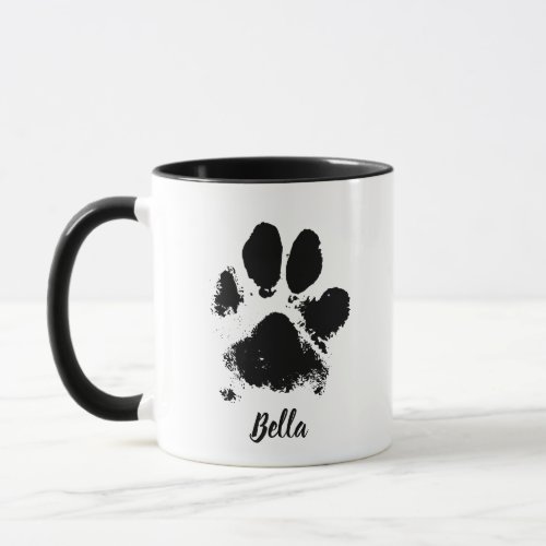 Dog Paw Print Custom Name Signature Mug