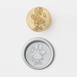 Dog Paw Print Custom Name Signature Wood Wax Seal Stamp