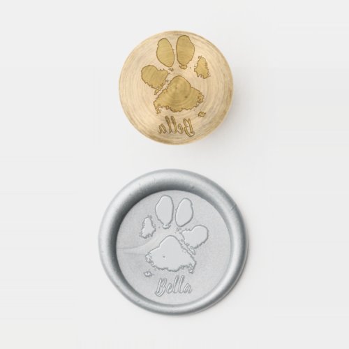 Dog Paw Print Custom Name Signature Wood Wax Seal Stamp