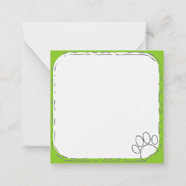 Dog Paw Print Custom Note Card (Front)