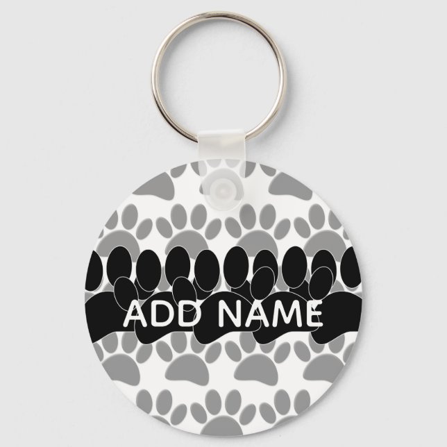 Dog Paw Print Custom Personalized Name Keychain (Back)