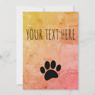 Dog Paw Print Custom Text Vintage Style Invitation