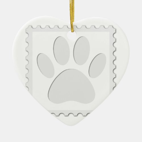 Dog Paw Print Cut Out Ceramic Ornament
