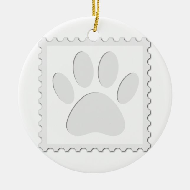 Dog Paw Print Cut Out Ceramic Ornament (Front)