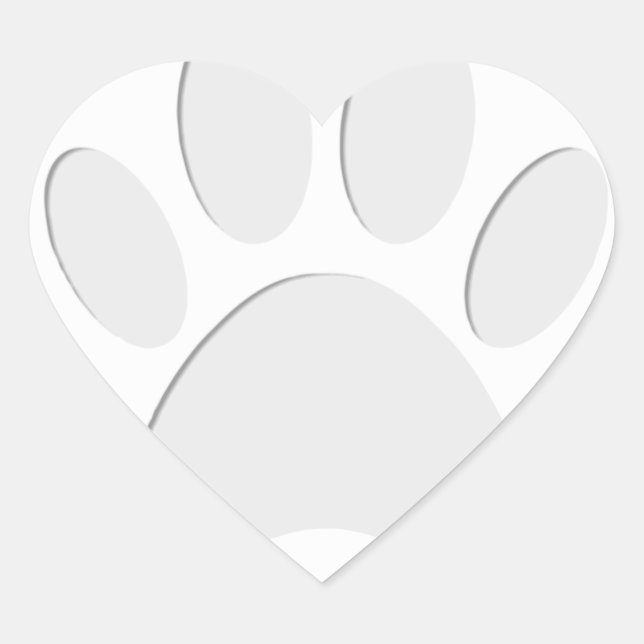 Dog Paw Print Cut Out Heart Sticker (Front)