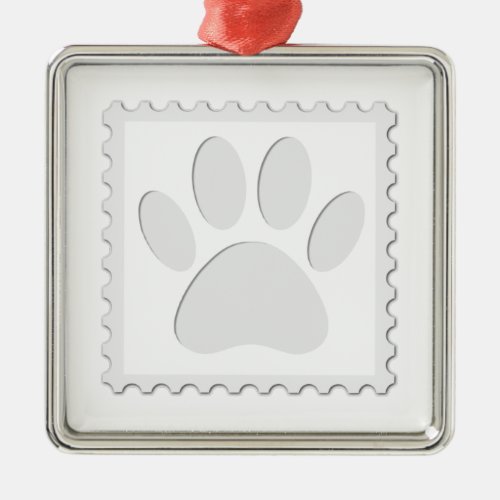 Dog Paw Print Cut Out Metal Ornament