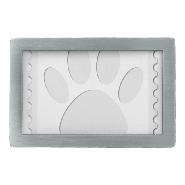 Dog Paw Print Cut Out Rectangular Belt Buckle (Front)