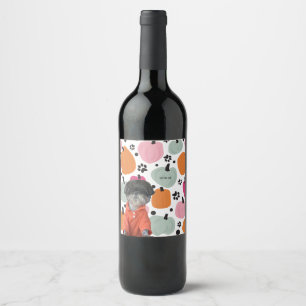 Dog Paw Print Fall Add Your Own Custom Pumpkin Wine Label