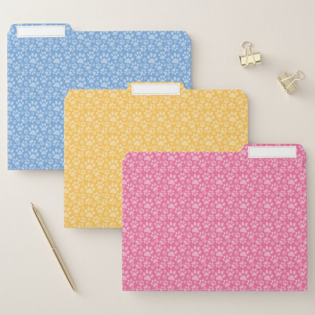 Dog Paw Print File Folders (Set)