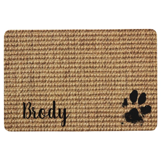 Dog Paw Print Floormat - Dog Bowl Placemat Floor Mat (Front)