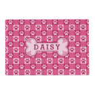 Dog Paw Print Gingham Cute Pink Personalized Bone
