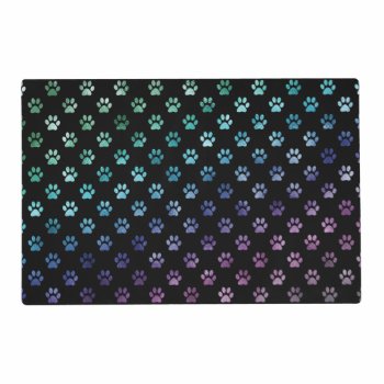 Dog Paw Print Green Blue Purple Rainbow Black Placemat by ZZ_Templates at Zazzle