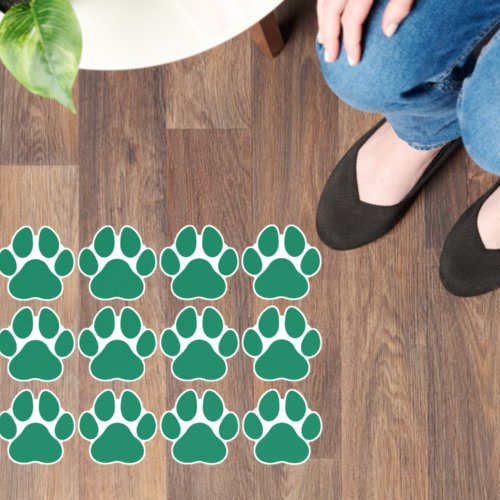 Dog Paw Print Green Floor Decals