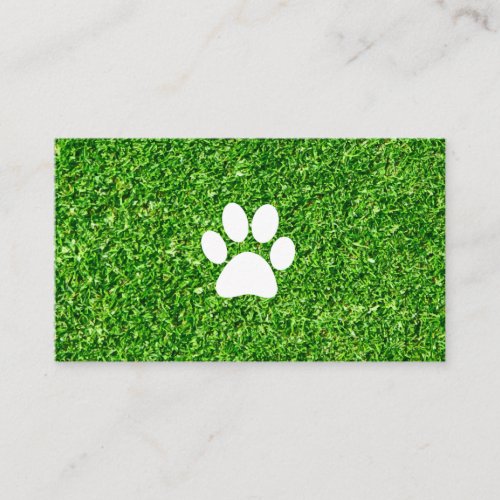 Dog Paw Print  Green Grass Background Business Card