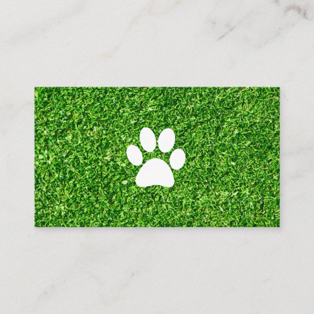 Dog Paw Print | Green Grass Background Business Card (Front)