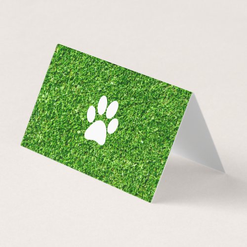 Dog Paw Print  Green Grass Background Business Card