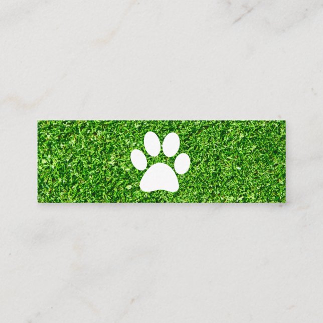 Dog Paw Print | Green Grass Background Mini Business Card (Front)