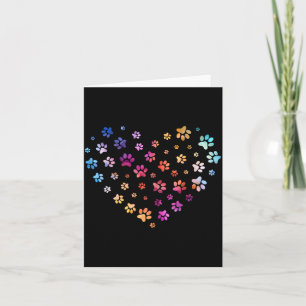 Dog Paw Print Heart Flying Paws Watercolor Rainbow Card