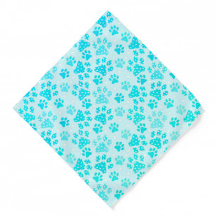 Dog Paw Print Heart Pattern Blue White Bandana