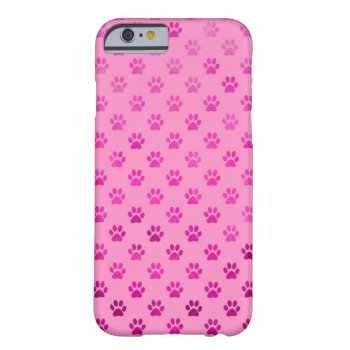 Dog Paw Print “hot Pink” Pink Background Metallic Barely There Iphone 6 Case by ZZ_Templates at Zazzle