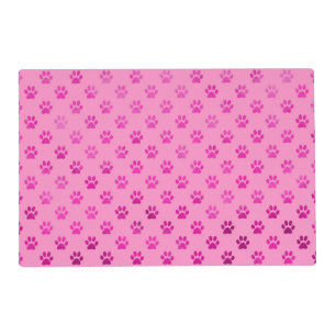Dog Paw Print “Hot Pink” Pink Background Metallic Placemat