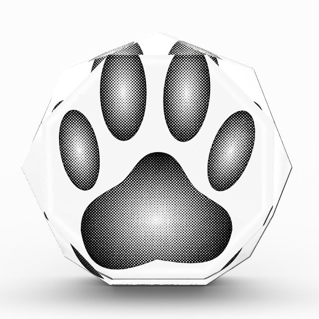 Dog Paw Print In Black and White Gradients Acrylic Award (Front)