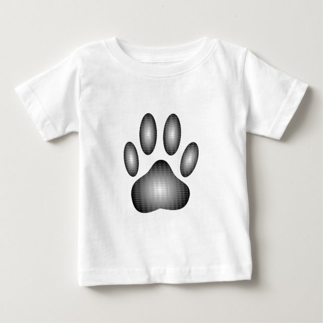 Dog Paw Print In Black and White Gradients Baby T-Shirt (Front)