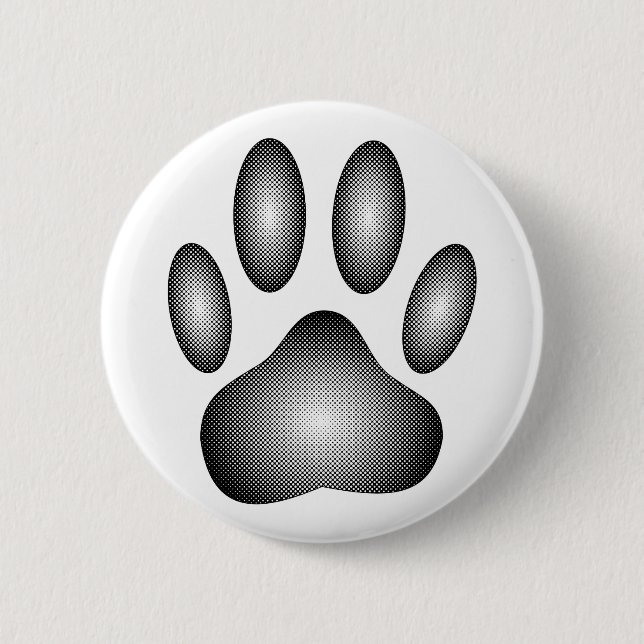 Dog Paw Print In Black and White Gradients Button (Front)