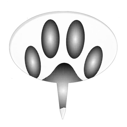 Dog Paw Print In Black and White Gradients Cake Topper