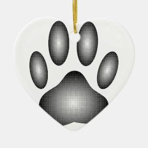 Dog Paw Print In Black and White Gradients Ceramic Ornament