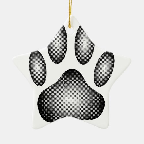 Dog Paw Print In Black and White Gradients Ceramic Ornament