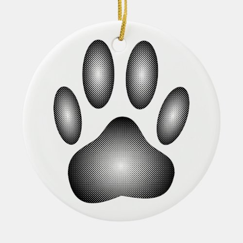 Dog Paw Print In Black and White Gradients Ceramic Ornament