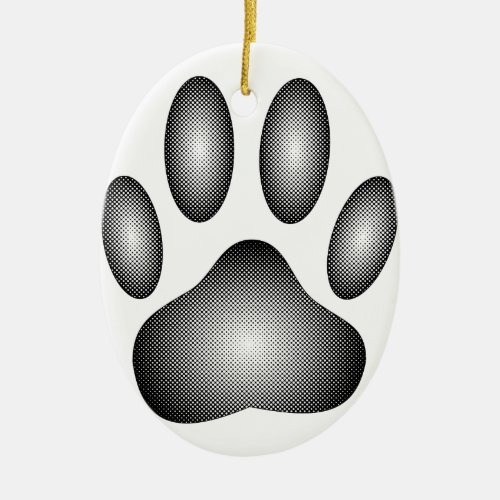 Dog Paw Print In Black and White Gradients Ceramic Ornament