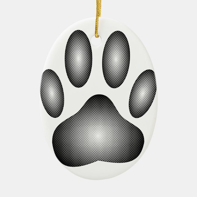 Dog Paw Print In Black and White Gradients Ceramic Ornament (Front)