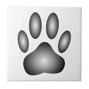 Dog Paw Print In Black and White Gradients Ceramic Tile