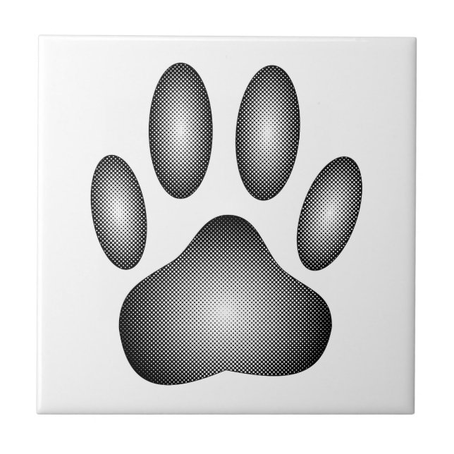 Dog Paw Print In Black and White Gradients Ceramic Tile (Front)