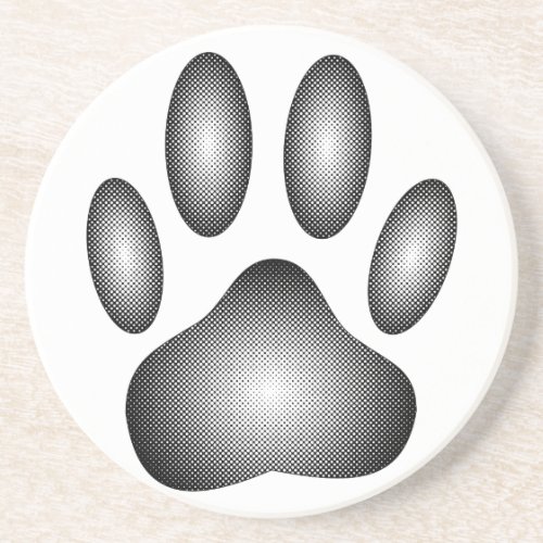 Dog Paw Print In Black and White Gradients Drink Coaster