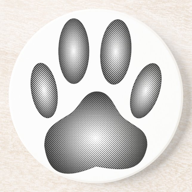 Dog Paw Print In Black and White Gradients Drink Coaster (Front)